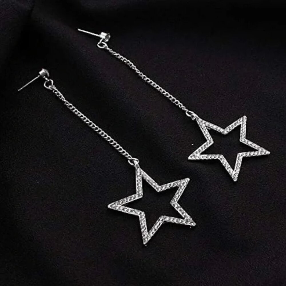 Silver Star Dangle Earrings